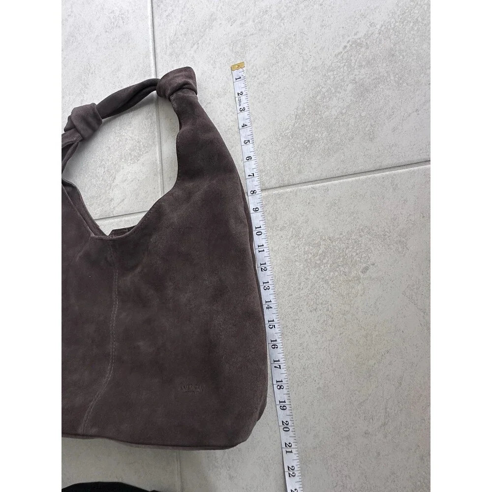 American Leather Co. Marietta Knot Brown Suede Hobo Bag Purse (MSRP $195) - Picture 3 of 8